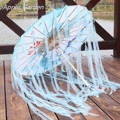 Neue erwachsene Bambus geölte Papier Regenschirm Quasten Garn Band Hanfu retro Frau Sonnenschirm Durchführung japanischen chinesischen Stil Regenschirm