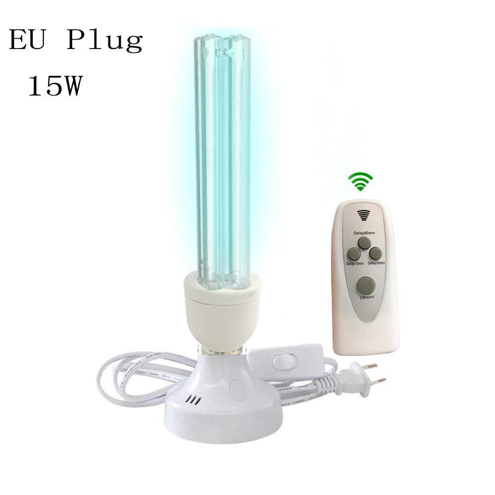 15w 25w UVC Sterilization Germicidal Bulb 110v 220v E27 E26 UV Lamp Clean Quartz Light With Timer remoter for 20m² 30m² Room: 15W EU Plug / 110V