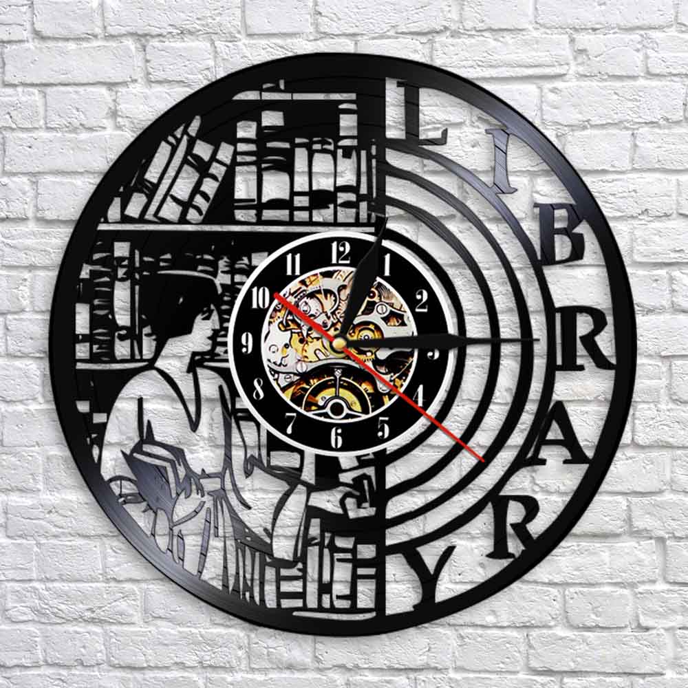 Libros de lectura, biblioteca, decoración de arte de la pared, de moderno reloj de pared, marcapáginas, Vintage, vinilo, reloj de pared, libro, para amantes