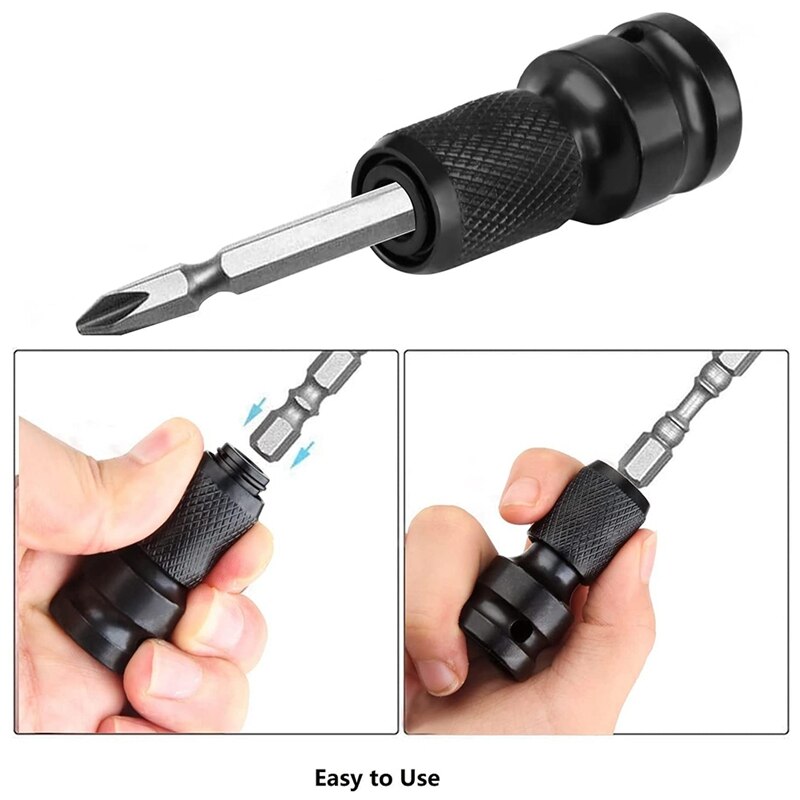 1/4 Inch Bit Socket Adapter, 1/2 Inch Vierkante Drive (1.3 Cm) tot 1/4 Inch Zeshoekige As (0.6 Cm) Quick Release Converter