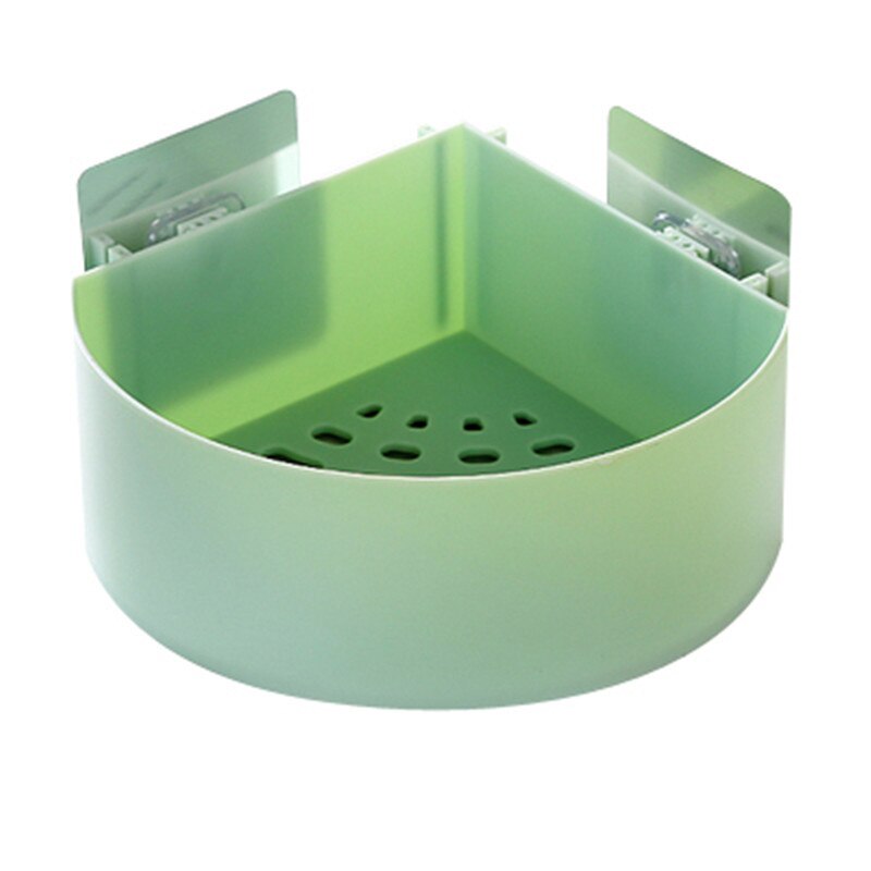 Prateleira adesiva para banheiro, rack de armazenamento adesivo decorativo 3 cores para banheiro e cozinha, chuveiro de canto, prateleira, rack de armazenamento: Triangle green
