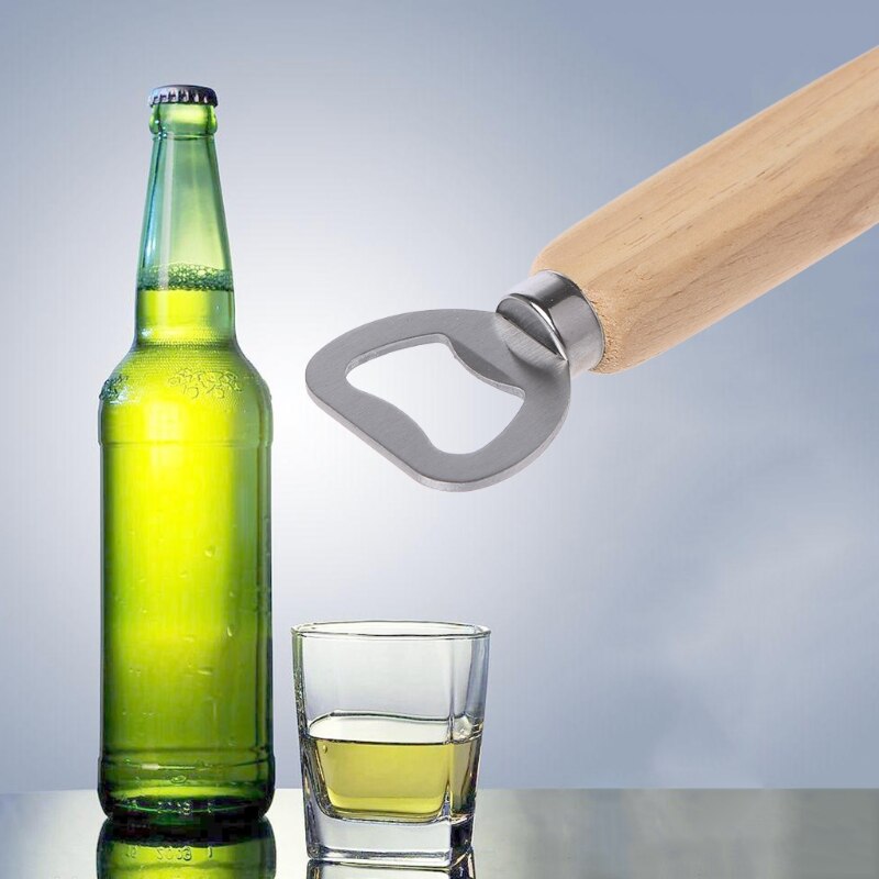 Træhåndtag håndholdt bartenderflaskeåbner til åbning af sodavand til ølcider 72xf