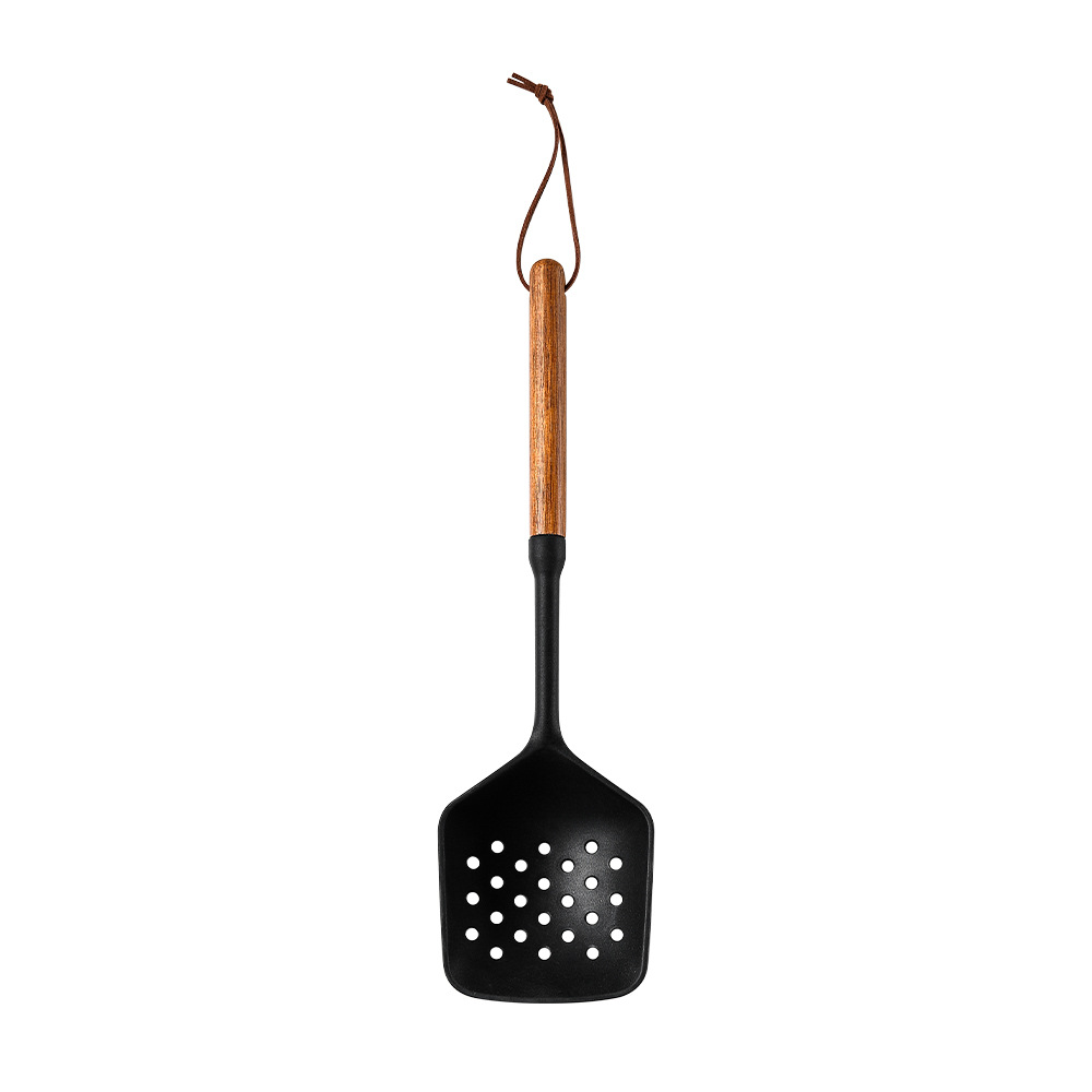 Juego de utensilios de cocina de silicona con mango de madera, espátula antiadherente, colador, cuchara para sopa, pala para freír, utensilios de cocina, 1/7 Uds.: Amarillo claro