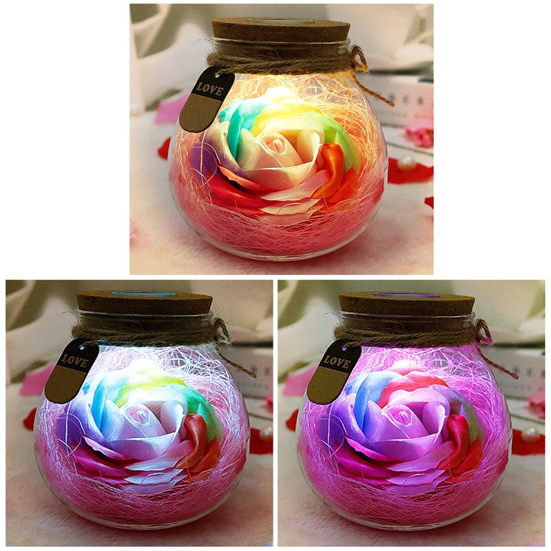 LED RGB Rose Lamp Bloem Fles Nachtlampje Afstandsbediening Rose Lamp Verlichting GHS99