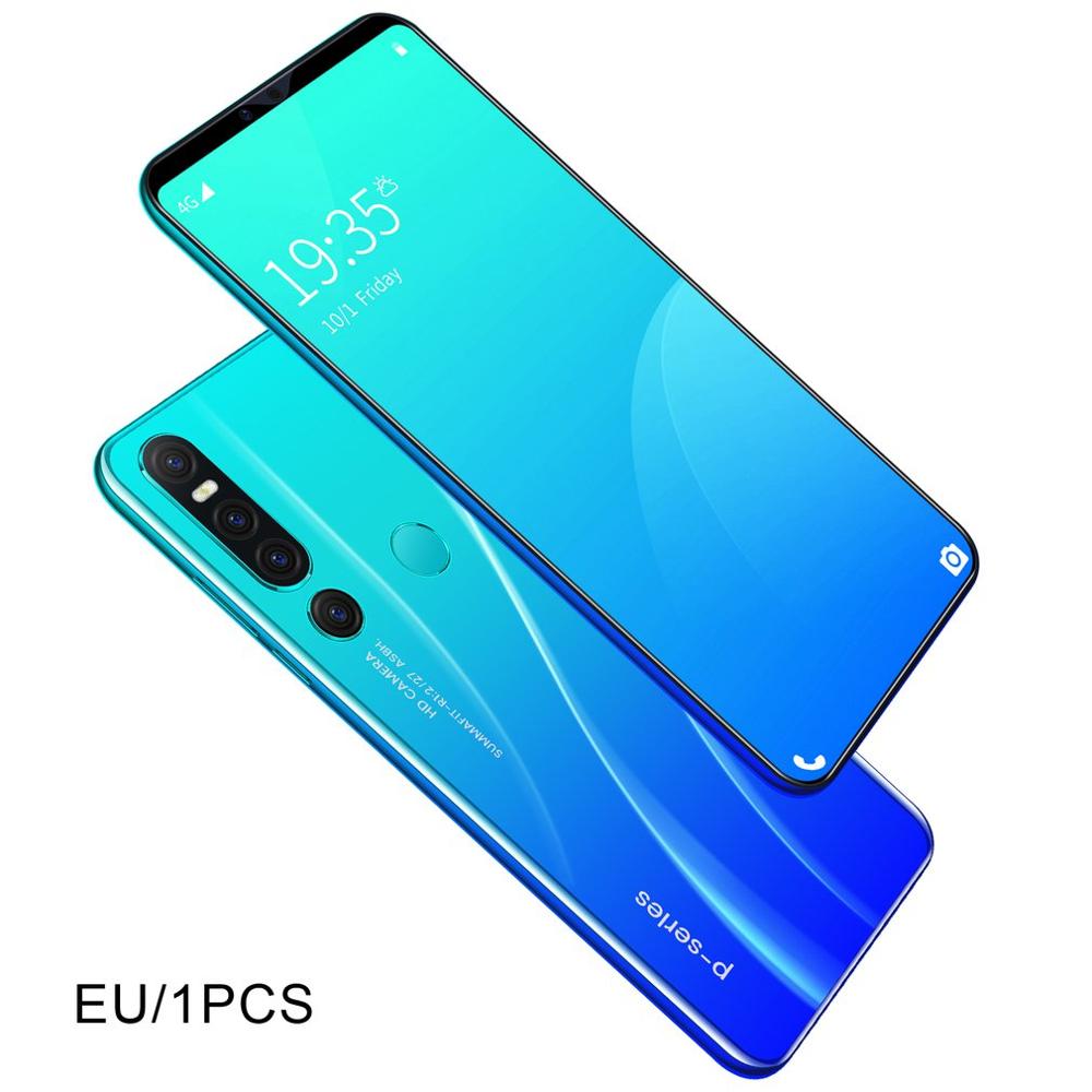 Novo p46 pro smartphone 1gb + 8gb celular android 9.1 handphone núcleo 6.1 polegada mobilephone rosto reconhecimento de impressão digital: EU Blue