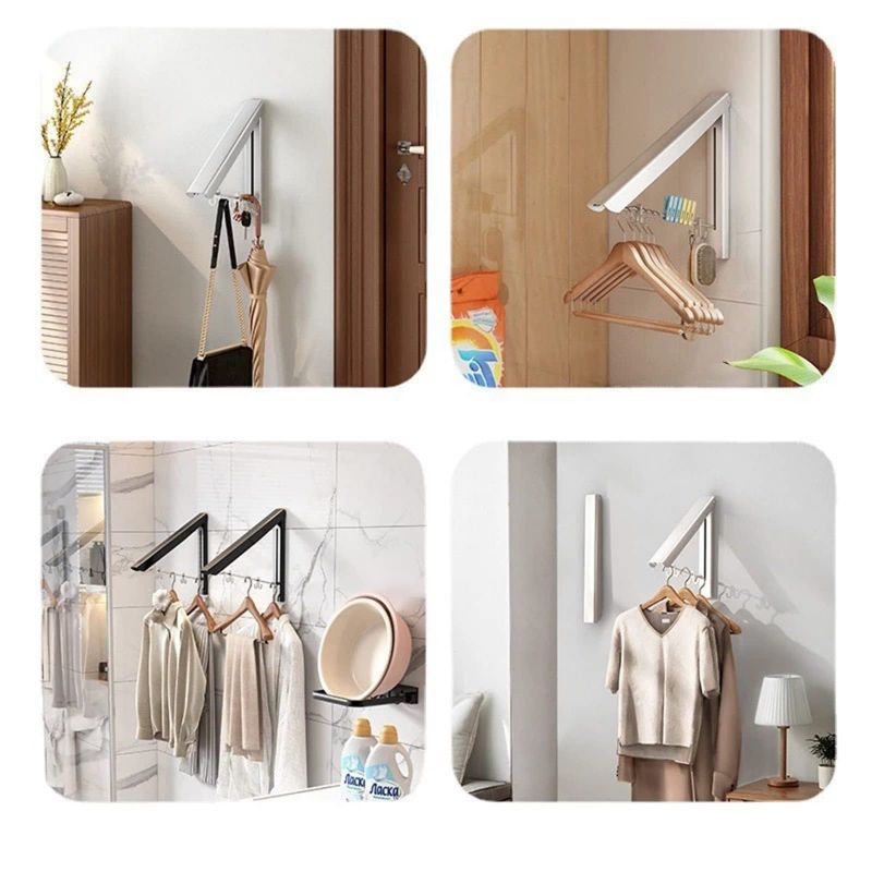 Clothes Drying Rack Wall Mounted Drying rack for Drying Clothes Aluminum Foldable Space Saving Clothes Hanger