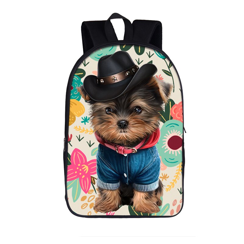 cute Yorkshire Terrier dog print backpack women rucksack children school bags for teenager girls daypack kids bookbag: 16yorkshire02