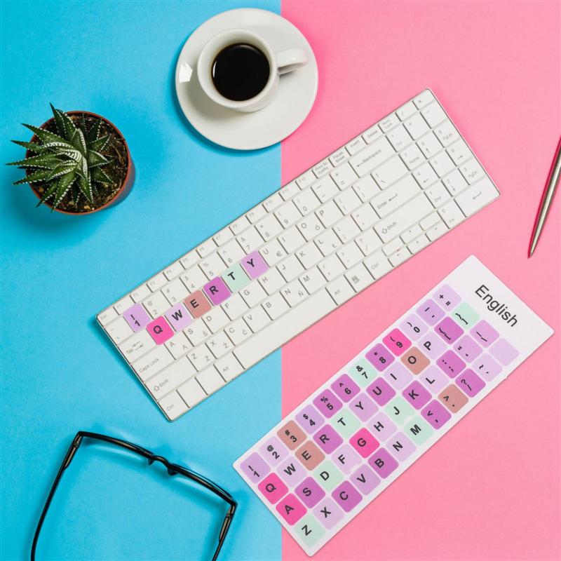Autocollant de remplacement pour clavier anglais, 2 feuilles, lettres noires, pour ordinateur portable