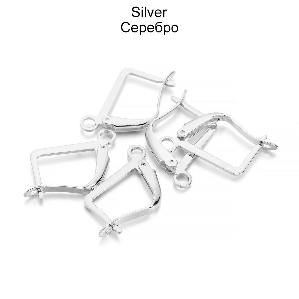 50 sztuk/partia 5 kolory Leverback francuski kolczyk haki hipoalergiczne dynda Earwire dla DIY kolczyki klipy zapięcie two...: Silver