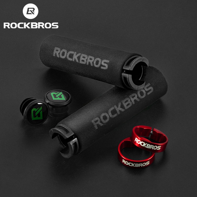 ROCKBROS-empuñaduras de silicona para manillar de bicicleta, empuñaduras suaves antideslizantes y absorbentes de golpes, ultraligeras