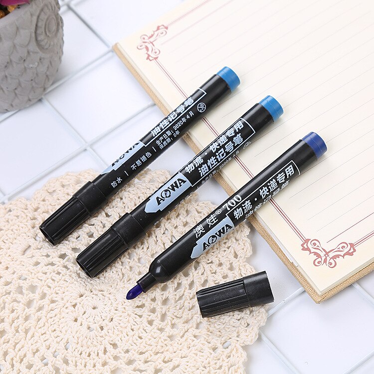 5 uds marcador permanente de pintura grasa impermeable negro pluma para neumático de marcadores de secado rápido bolígrafo de firma de papelería suministros: blue