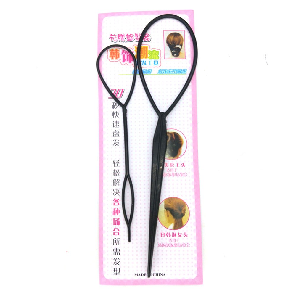 2 pièces/ensemble coiffure tresse outil français tressage bricolage poisson os chignon fabricant femmes Multi fonction cheveux accessoires cheveux plat: B