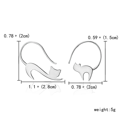 Pendientes de gatito de cristal brillante para mujer y niña, aretes de gato de acero inoxidable, accesorios de joyería, ,: 7