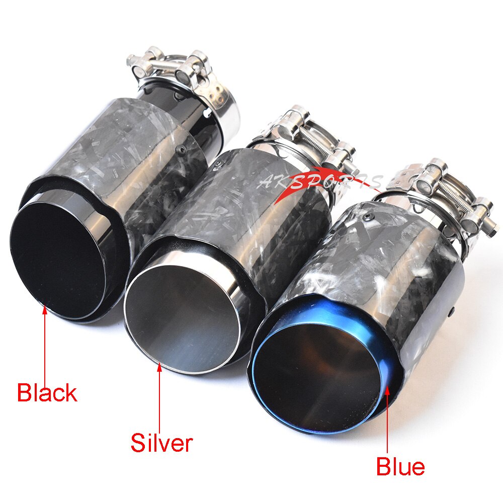 1 Pc Auto Stijl Gesmeed Fiber Carbon Roestvrij Staal Blauw Uitlaat Pijp Glossy Uitlaat Tip Voor E63 E90