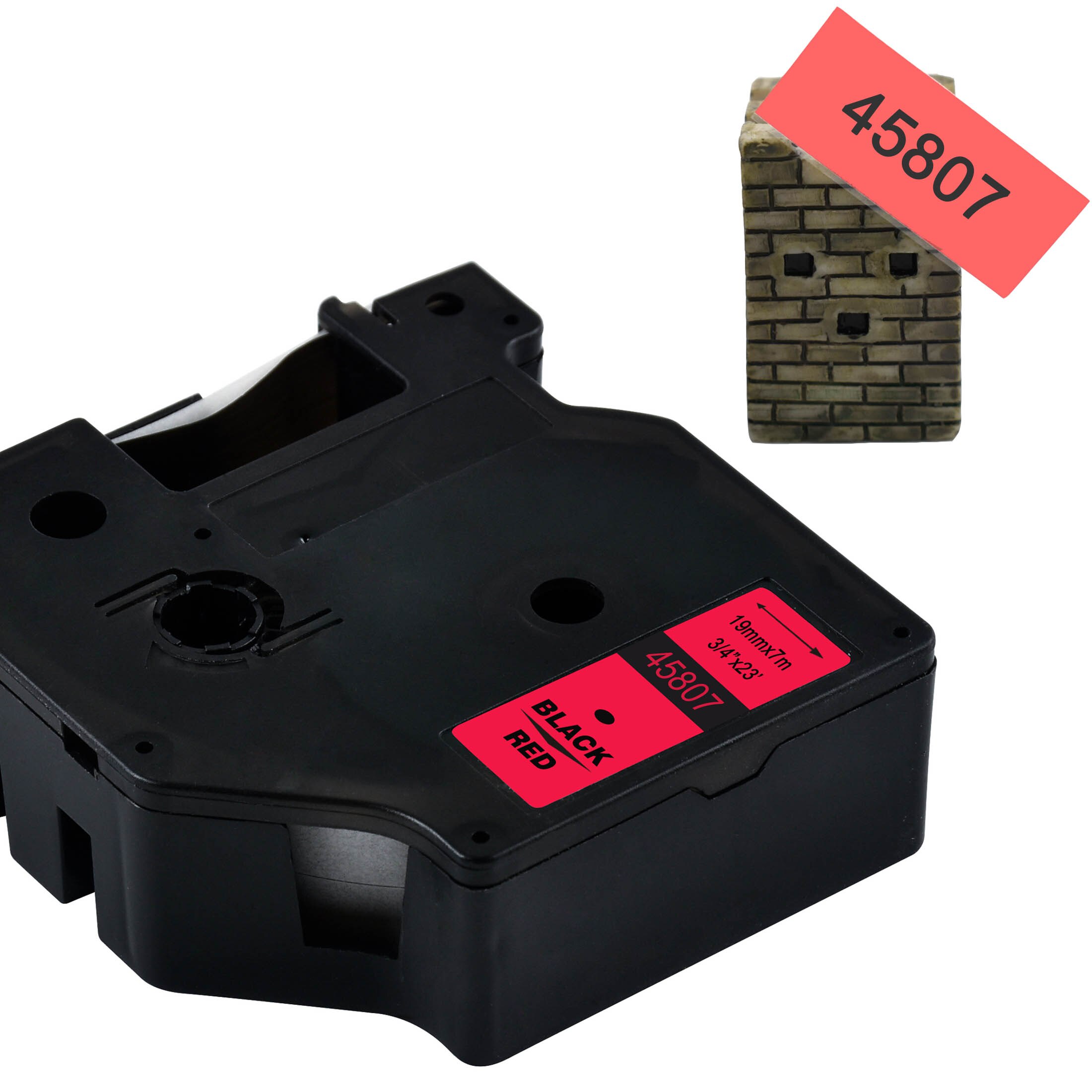 Cidy 5 stk 45803 kompatible dymo labelmanager 19mm d1 sort på hvid dymo maker 45808 label tape patroner til dymo  lm160 lm280: Sort på rød