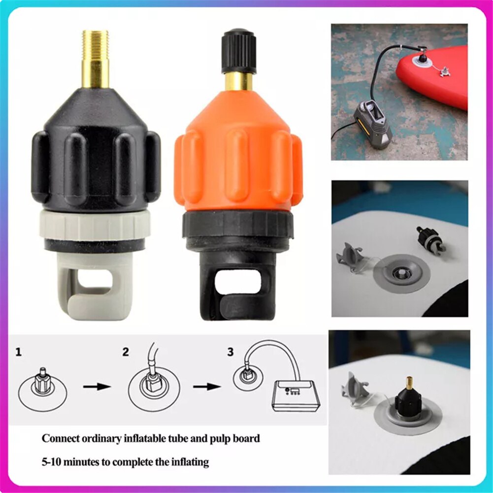 Adaptador de válvula de aire duradero para tabla de SUP, resistente al desgaste, para bote de remos, Kayak, nailon, 1/2 piezas