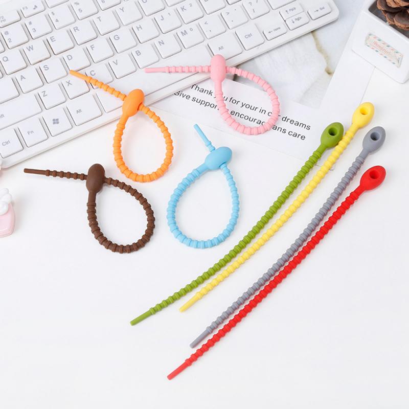 Reusable Silicone Cable Ties Strap Random Colour Cable Management Ties Soft Tape Tidy Organiser Tool Multi-functional Cable Ties