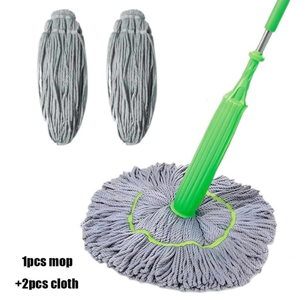 2in1 gedehydrateerde dweil Zelfwringende twist-mops Zeer absorberende 360 draaibare verstelbare microvezel nat- en droogmop voor vloerreiniging: Roze