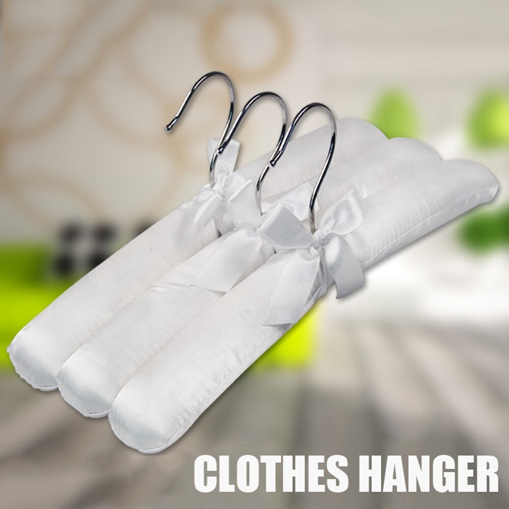 5 Stuks White Satin Hanger Coat White Satin Pad Luxe Luxe Bruiloft Bruid Kleerhanger Kleding Winkel Doek Hanger
