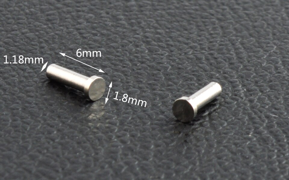 100PCS eyeglass single rivets single metal pin for eyeglass hinges or temples 1.18mm diameter 7.5mm 6.0mm lengt: 1.8x1.18x6mm
