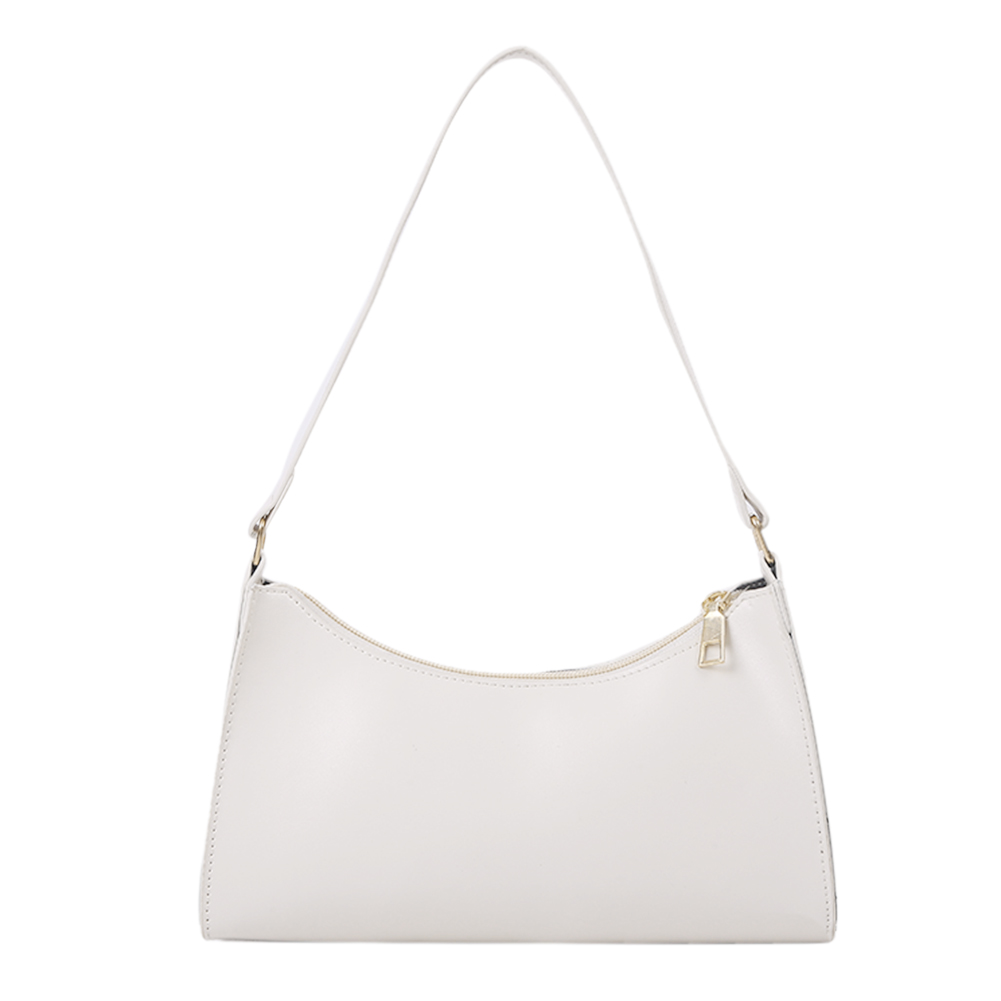 Populaire Simple femme sac quotidien décontracté en cuir PU fronde sac à main sac à main femmes chaîne épaule sac à bandoulière: WHITE