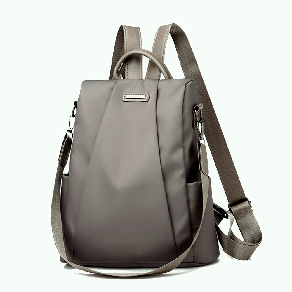Mochila negra de gran capacidad para mujer, bolso de hombro femenino, mochila blanda Oxford para mochila de adolescente, de viaje, nueva: B-khaki