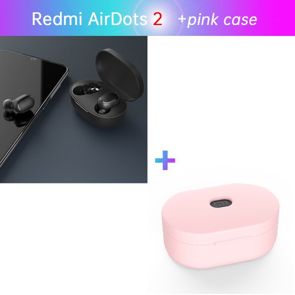 Xiaomi Redmi AirDots 2 Left=Right TWS True Wireless Stereo Bluetooth Earphone Headset BT5 True Wireless Stereo Auto Link: S add pink case