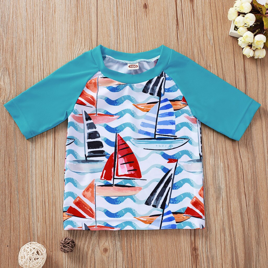 Summer Toddler Kids Boys Swimwear Letter Tops +Short Beach Bathing Outfits Set Clothes Two-Piece Swimming Suits