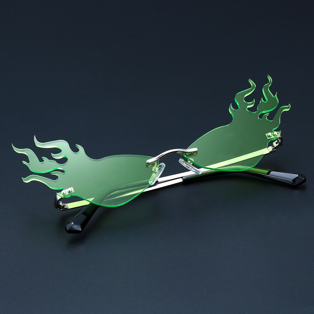 Nowy ogień płomień okulary mężczyźni kobiety Rimless Wave UV 400 luksusowe trendy Streetwear kolarstwo akcesoria zewnętrzne: C05 Neon green