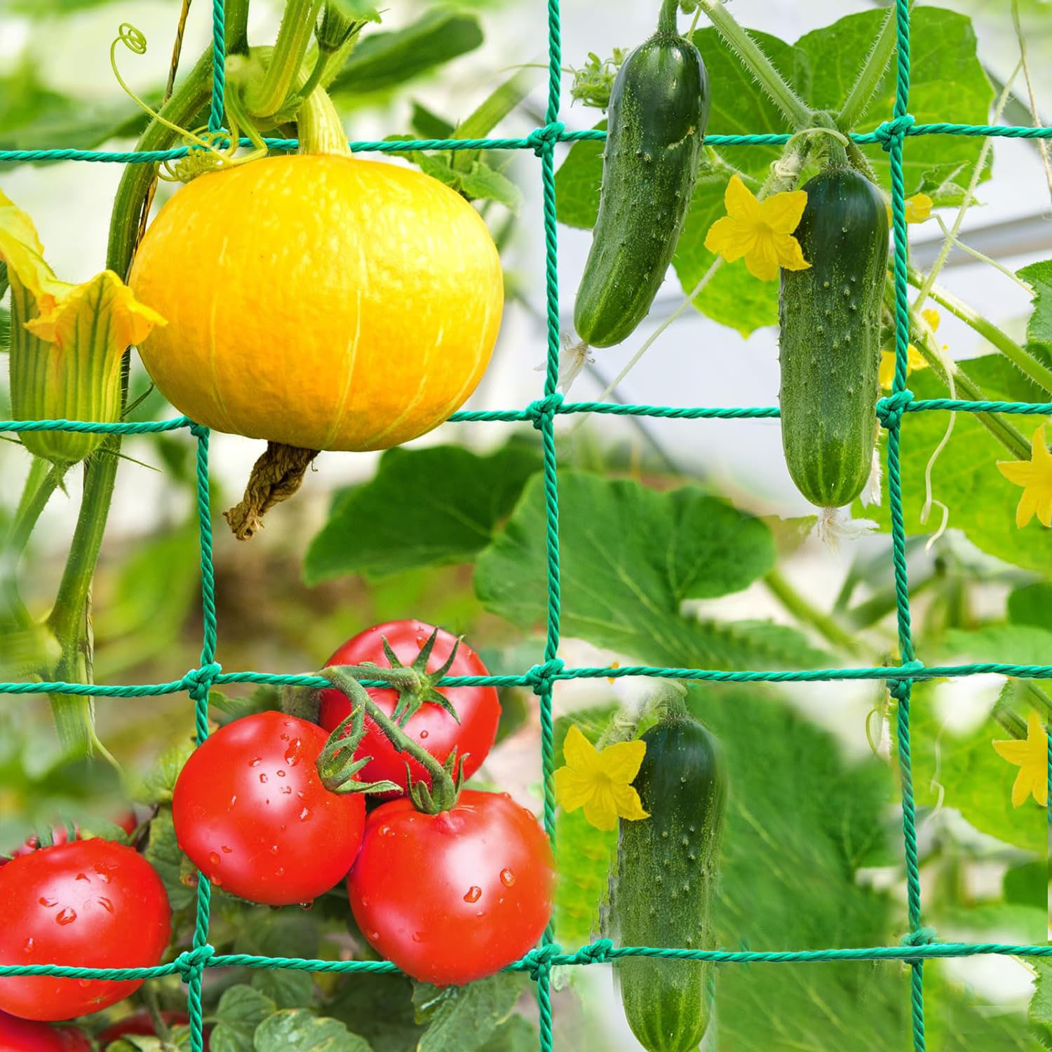 Filet en nylon vert pour plantes grimpantes, treillis de jardin, mailles rapides pour concombre, tomate, raisin, 1 paquet