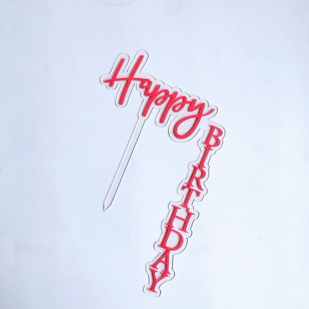 1pcs Happy Birthday Cake Topper Rose Gold Acrylic Vertical Gold Cake Topper For Birthday Party Cake Decorations: F
