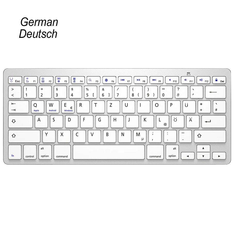 Multi-Lingual Universal Wireless Bluetooth Keyboard Ultra Slanke Draadloze Toetsenbord Compatibel Voor Ios Ipad Android Tabletten Windows: US-German