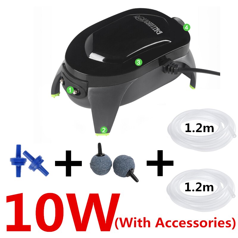 Super Aquarium Luchtpomp Fish Tank Air Compressor Voor Aquarium Verstelbare Stille Rustige Air Control Aquarium Vis Accessoires: AQ948 With Acces