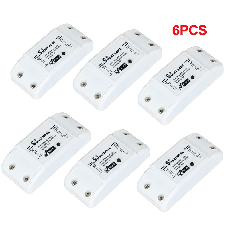 Tuya Smart Switch Wifi Smart Home Wireless Remote Control ON/OFF Timer DIY Switch Via Smart Life APP Work with Alexa Google Home: 6PCS Wifi Switch