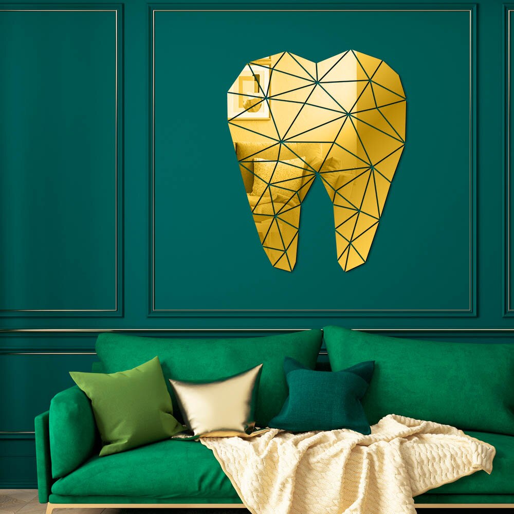 Miroir acrylique mural en forme de dent | Autocollant pour praticiens dentaires, clinique, stomatologique, orthodontie d'hôpital, salle d'art, étui