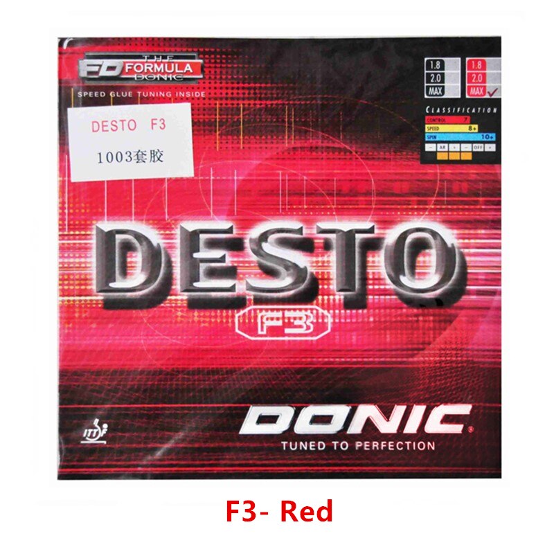 DONIC-tenis de mesa con esponja de ping pong, tenis de mesa, Control de granos de ataque rápido, F3: Red