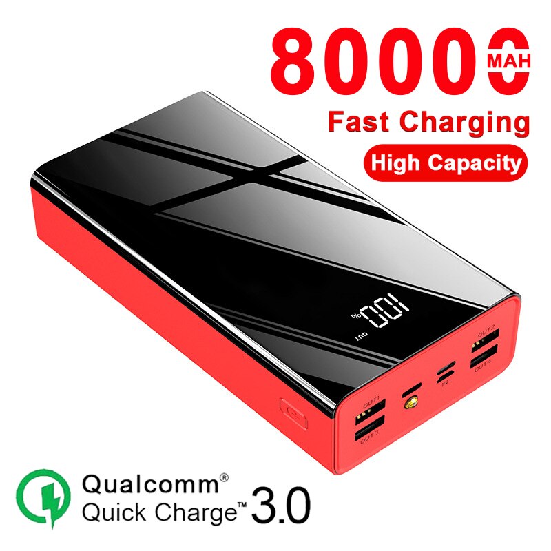 80000Mah Power Bank Lcd Powerbank Externe Batterij Usb Voor Samsung Xiaomi Iphone Draagbare Grote Capaciteit Mobiele Telefoon Oplader