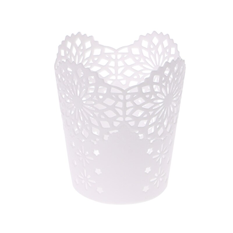 Lapicero de almacenamiento con pincel de flores hueco Blanco/morado, organizador de escritorio, portalápices, , suministros de oficina C26: Blanco