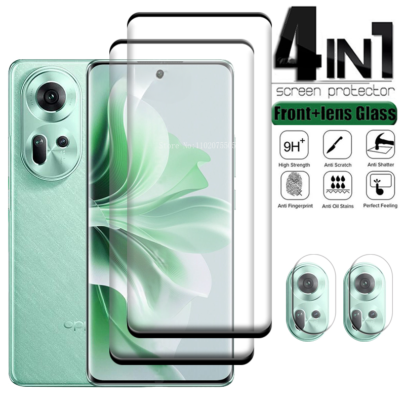 2N2 Curved Screen Protector Glass Film for OPPO Reno 11 5G Tempered Glass ON OPPO Reno 5 6 9 11 Pro Reno 10 6 5 Pro+