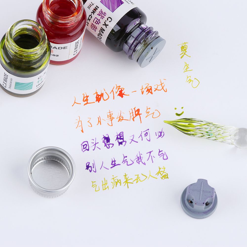 Stylo plume en verre en forme de goutte, porte-plume vintage en cristal pour pratique d&#39;écriture à encre et signature, disponible en 9 coloris, 1 pièce,