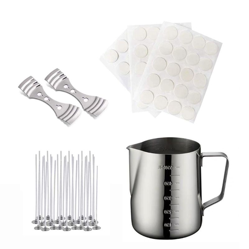 Andle Making Kit, DIY Candle Crafting Tool, 1 Candle Making Pouring Pot, 50 Candle Wicks, 60 Candle Wick Stickers