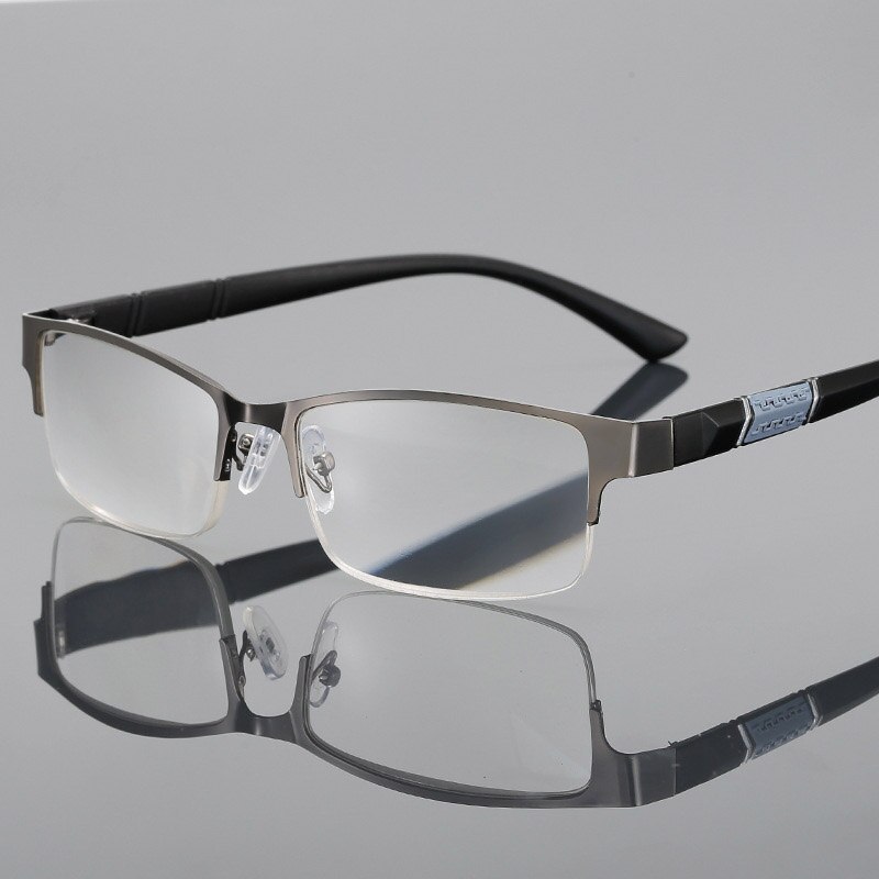 Unisex Anti Blue Rays Computer Glasses Men Alloy Half Frame Blue Light Coating Gaming Glasses Women Anti Eyestrain Eyewear: Gun