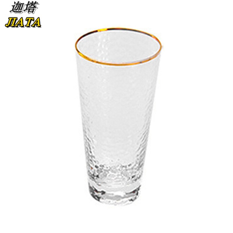 Taza de leche y café con borde dorado, vaso de Agua de Cristal martillado, vaso de zumo sin plomo, taza de bebida transparente, vaso de vidrio para el hogar
