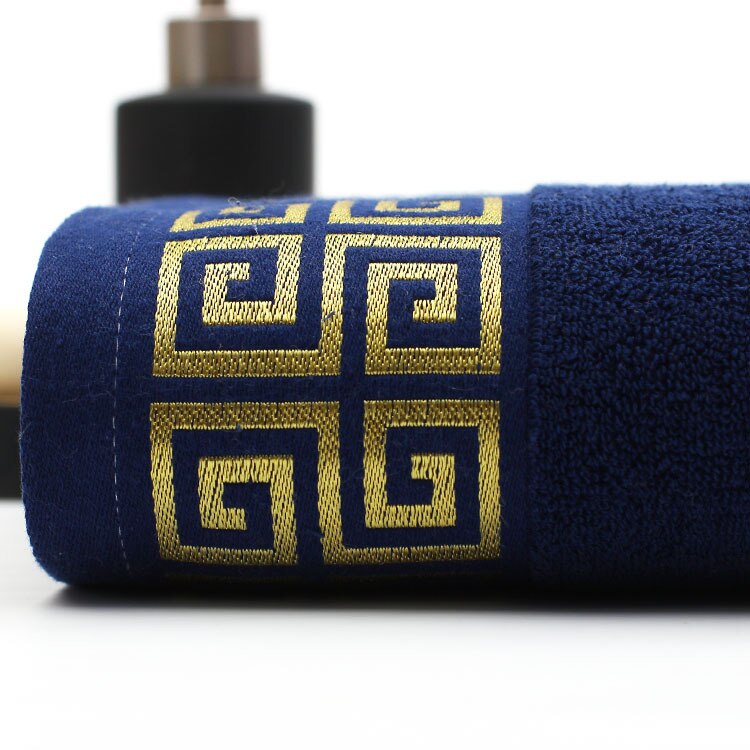 100% Katoenen Geborduurde Handdoek Sets Bamboe Beach Badhanddoeken voor Volwassenen Luxe Zacht Gezicht Handdoeken 35*75 cm: Blauw