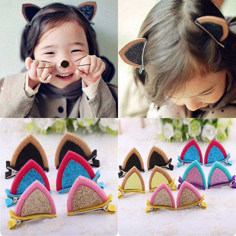 Lovely Fashion Nwborn Criança Infantil Crianças Grils Bebê Orelha de Gato Presilhas Grampo de Cabelo Barrette Hairpin