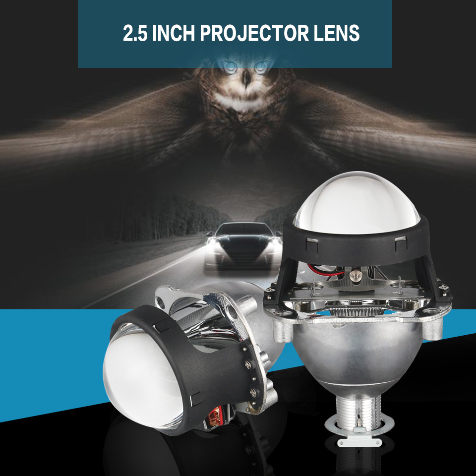 KAFOLEE Retrofit Styling HID Bi-xenon High Low Beam H1 Mini Projector Lens Headlight lenses H4 H7 HB3 Car Headlights 2.5inch RHD