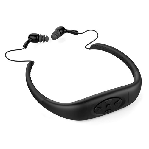 8 GB Lettore Musicale MP3 Impermeabile Subacquea Nuoto Immersioni Surf sport fascia da collo Auricolare stereo terme Surf subacqueo Handsfree FM Radio: nero