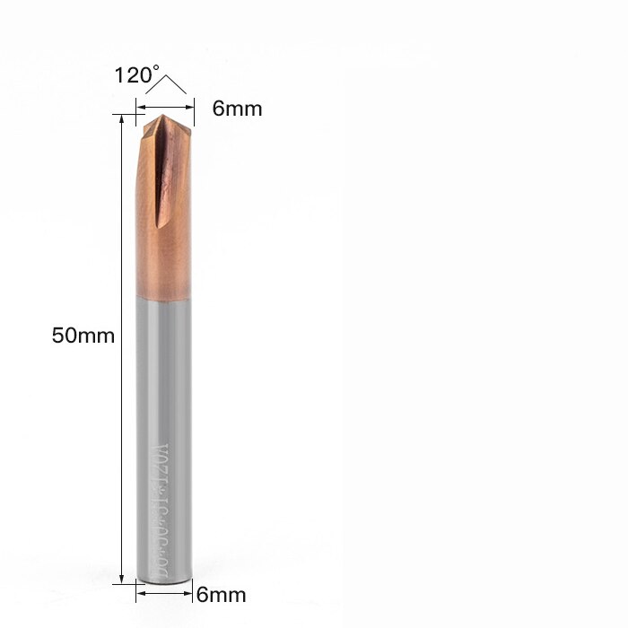 -1PCS,CNC solid carbide tungsten carbide steel Chamfer milling cutter,30&amp;45&amp;60 degree 3 flutes end mill: S-6.0mmxD6x50-120deg