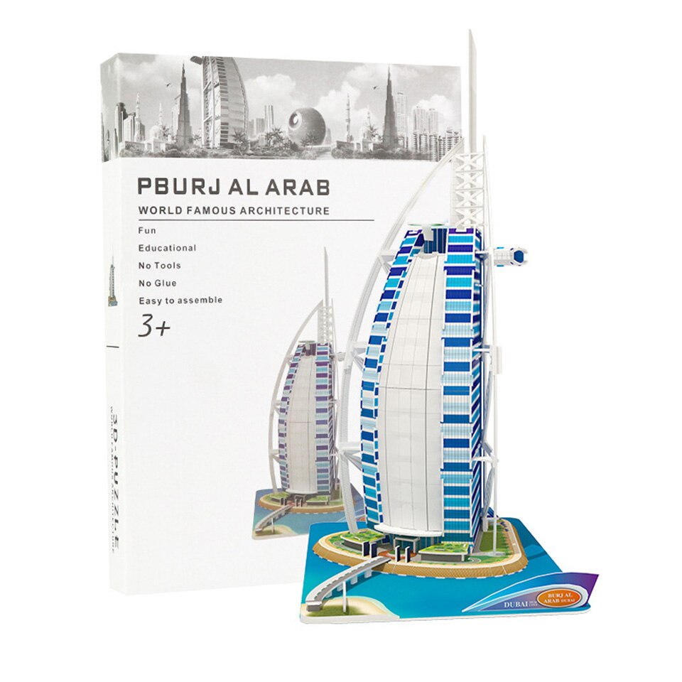 Grote Maat 3D Wereld Architectuur Puzzels Intellectuele Ontwikkeling Papier Diy Attracties Souvenirs Kids Speelgoed: Burj Al Arab