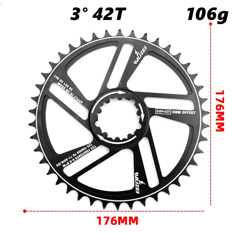 WUZEI-plato GXP para bicicleta de montaña, rueda de cadena para SRAM X9 XX1 X0, montaje directo Offset, 3mm, 30T, 32T, 34T, 36T, 38T, 40T, 42T: 3mm 42T